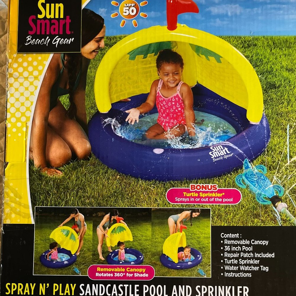 36" POOL - SunSmart Splash 'N Play Sandcastle -  Pool and Sprinkler